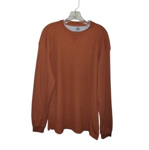 Men's Long Sleeve Thermal Casual Shirt Rust Medium